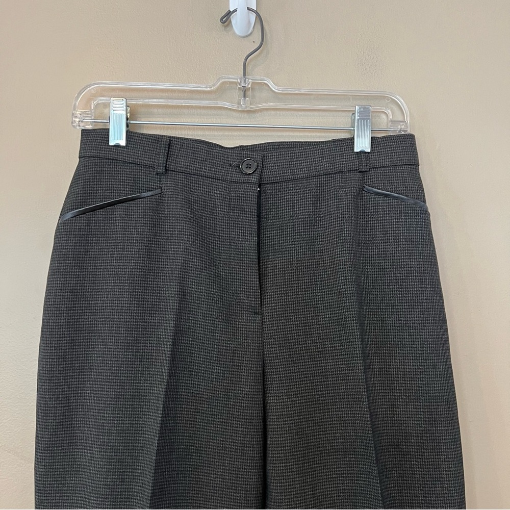 Houndstooth Woven Trousers Black Gray Sz‎ 4 Petite Mid Rise Flat Front